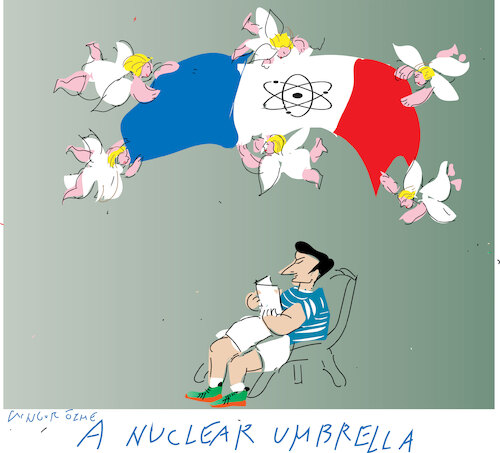 Cartoon: A French nuclear umbrella (medium) by gungor tagged french,nuclear,umbrella,french,nuclear,umbrella,french,nuclear,umbrella