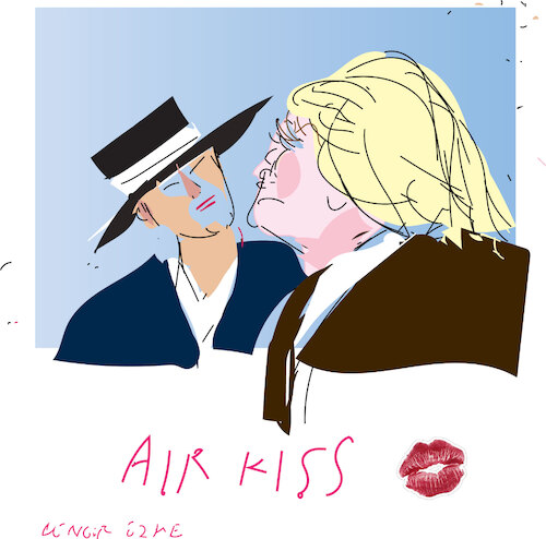 Cartoon: Air kiss at inauguration (medium) by gungor tagged air,kiss,at,inauguration,ceremony,air,kiss,at,inauguration,ceremony