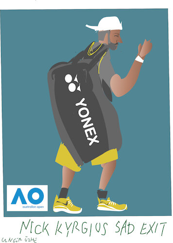 Cartoon: Australian Open 2025 (medium) by gungor tagged nick,kyrgios,drops,nick,kyrgios,drops