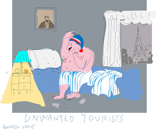 Cartoon: Bed bugs in Paris (medium) by gungor tagged bed,bugs,paris,bed,bugs,paris