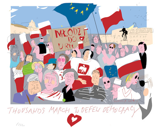 Cartoon: Big demo in Warsaw 2023 (medium) by gungor tagged big,demo,in,poland,big,demo,in,poland