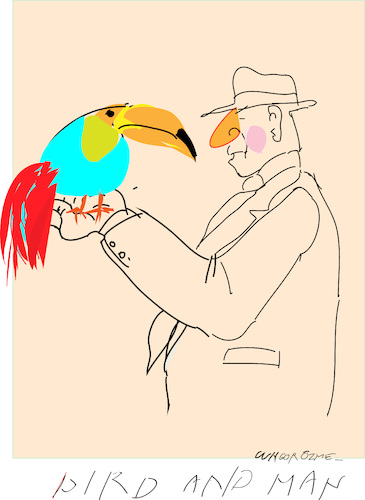 Cartoon: Bird and Man (medium) by gungor tagged nature,nature