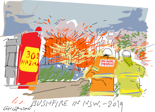 Cartoon: Bushfire in NSW 2019 (medium) by gungor tagged australia,australia
