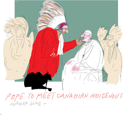 Cartoon: Damage repair (medium) by gungor tagged pope,francus,in,canada,july,2022,pope,francus,in,canada,july,2022