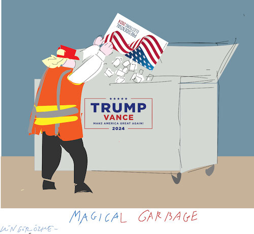 Cartoon: D.Trump at the w (medium) by gungor tagged trump,is,garbageman,trump,is,garbageman