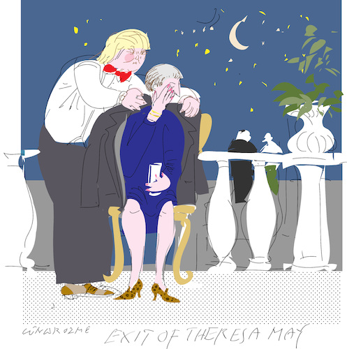 Cartoon: Exit of Theresa May (medium) by gungor tagged uk,uk,großbritannien,theresa,may,brexit,partei,trump