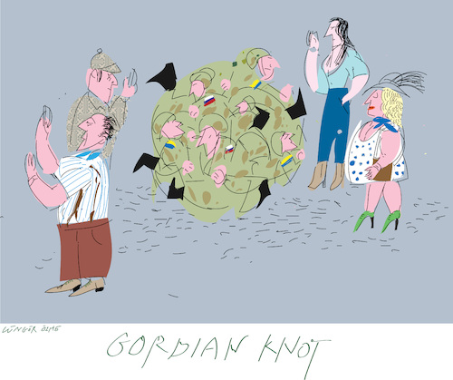 Cartoon: Famous Gordian knot (medium) by gungor tagged war,ukraine,and,russia,war,ukraine,and,russia