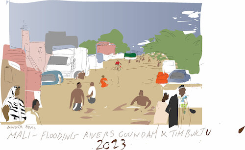 Cartoon: Flood in Mali 2023 (medium) by gungor tagged mali,flood,2023,mali,flood,2023