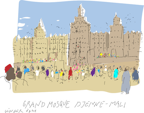 Cartoon: Grand Mosque Djenna (medium) by gungor tagged mali,mali