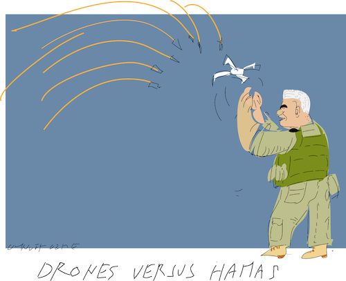 Cartoon: Israel and Hamas militans (medium) by gungor tagged yair,lapid,versus,gaza,militants,yair,lapid,versus,gaza,militants