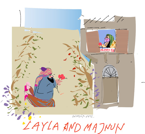 Cartoon: Layla and Mejnun (medium) by gungor tagged love,story,love,story