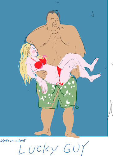 Cartoon: Lucky man (medium) by gungor tagged lucky,man,and,bikini,girl,lucky,man,and,bikini,girl