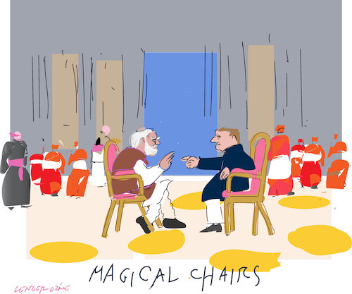 Cartoon: Magical chairs from Vatican (medium) by gungor tagged india,and,pak,in,vatican,india,and,pak,in,vatican