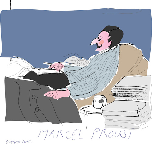 Cartoon: Marcel Proust (medium) by gungor tagged marcel,proust,marcel,proust
