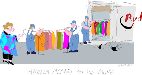 Cartoon: Merkei on the move (medium) by gungor tagged last,days,of,angela,merkel,last,days,of,angela,merkel