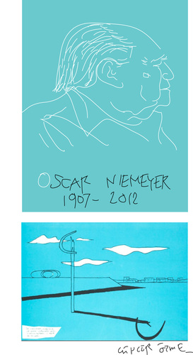 Cartoon: Oscar Niemeyer (medium) by gungor tagged brazil
