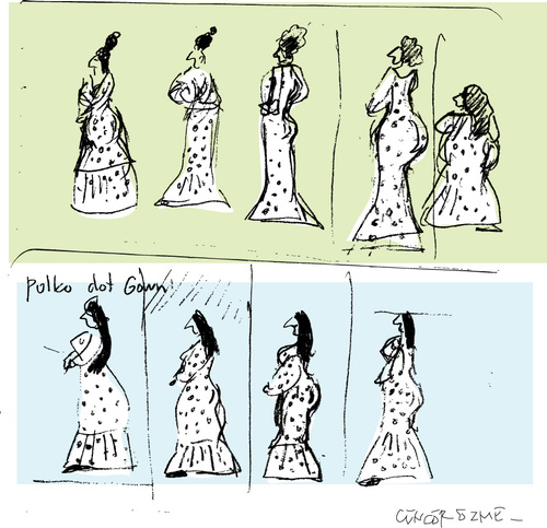 Cartoon: Polka Dot Gown (medium) by gungor tagged fashion