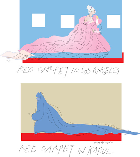 Cartoon: Red carpet ladies (medium) by gungor tagged red,carpet,ladies,red,carpet,ladies