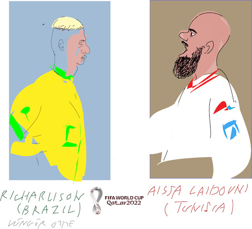 Cartoon: Richarlison and A.Laidouni (medium) by gungor tagged world,cup,qatar,2022,world,cup,qatar,2022