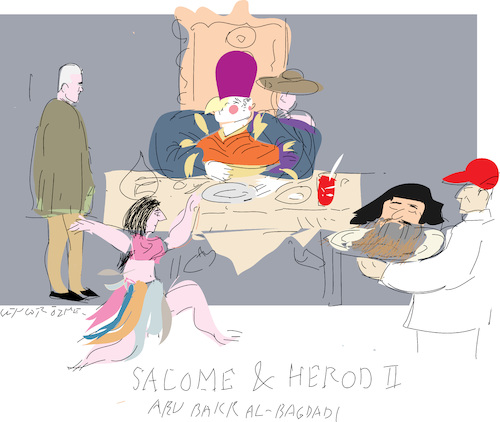 Cartoon: Salome and Al Bagdadi (medium) by gungor tagged middle,east,middle,east
