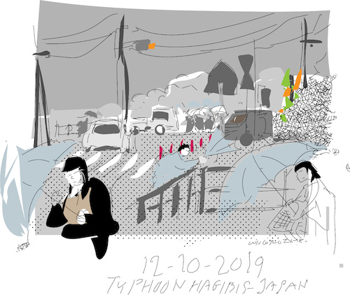 Cartoon: Typhoon Hagibis (medium) by gungor tagged japan,japan