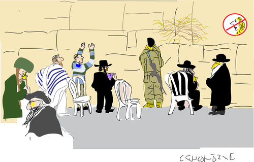 Cartoon: Wailing Wall Jerusalem (medium) by gungor tagged israel