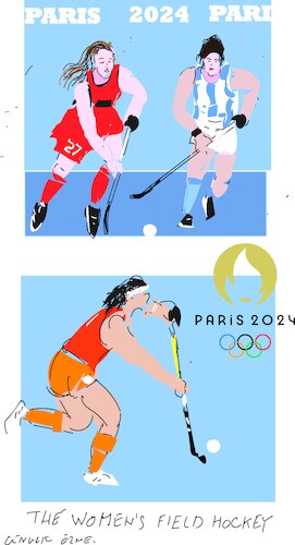 Cartoon: Women hockey at PO 2024 (medium) by gungor tagged women,hockey,sketches,at,po,2024,women,hockey,sketches,at,po,2024