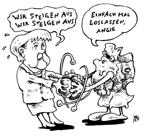 Cartoon: einfach mal loslassen (medium) by JP tagged merkel,länder,bund,atomausstieg,ausstieg,energiewende,kernkraft,akw