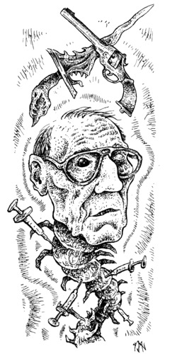 Cartoon: exterminator (medium) by JP tagged kris,centipede,junky,exterminator,burroughs,william,webley,william burroughs,william,burroughs