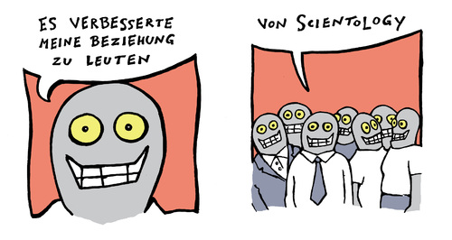 Cartoon: nullo problemo (medium) by JP tagged scientology,happy,sekte,glücklich
