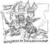 Cartoon: Brueckenkaempfer (small) by JP tagged atom,merkel,cdu,westerwelle,röttgen,akw,fdp,fukushima