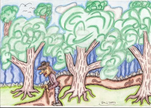 Cartoon: Udo Lindenberg in the wood (medium) by Backrounder tagged udo,lindenberg,wood