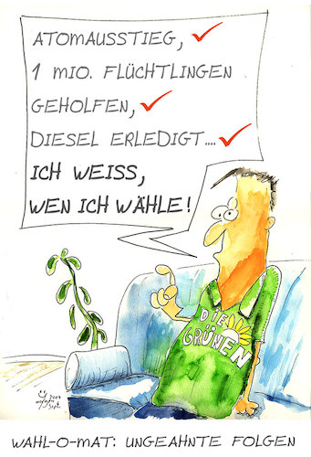 Cartoon: Wahl-o-mat (medium) by Lupe tagged parteien,merkel,bundestagswahl,bundestag,cdu,spd,die,gruenen,verdrossenheit,unscharrfe