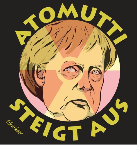 Cartoon: Atomuttis Ausstieg (medium) by ESchröder tagged kanzlerin,atomausstieg,energie