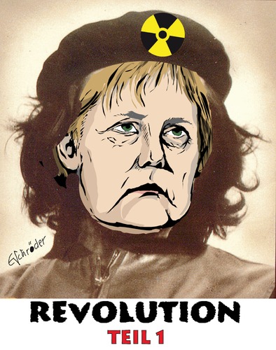 Cartoon: Che-Merkel 1 (medium) by ESchröder tagged merkel,atom,energie