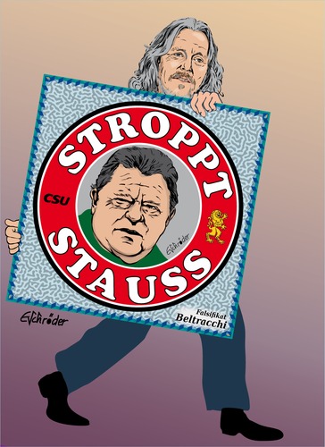 Cartoon: Stoppt Strauss ! (medium) by ESchröder tagged csu,bayern,franz,josef,strauss,hundert,jahre,jubiläum,wolfgang,beltracchi,kunstfälscher,auftragsarbeit,stoppt,aktion