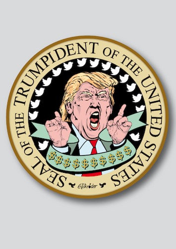 Cartoon: Trump Siegel (medium) by ESchröder tagged trump,donald,usa,präsident,republikaner,twitter,politische,kommunikation,präsidentensiegel,new,seal,of,the,president