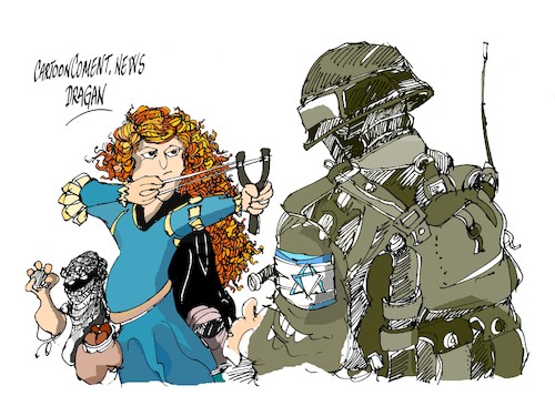 Cartoon: Ahed Tamimi-Brave (medium) by Dragan tagged ahed,tamimi,brave,izrael,palestina
