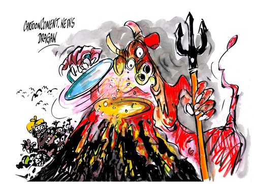 Cartoon: America Latina-Los volcanes (medium) by Dragan tagged america,latina,los,volcanes,tungurahua,copahue,san,cristobal,cartoon