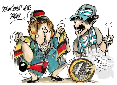 Cartoon: A.Merkel-The Washington Post (medium) by Dragan tagged angela,merkel,eurocopa,grecia,alemania,gdansk,polonia,fudbol,politic,cartoon
