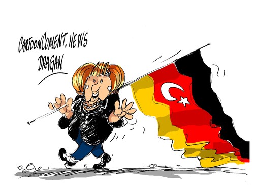 Cartoon: Angela Merkel-adhesion (medium) by Dragan tagged alemania,turquia,union,europea,ue,angela,merkel,adhesio,politics,cartoonn