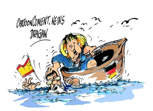 Cartoon: Angela Merkel-Mariano Rajoy (medium) by Dragan tagged angela,merkel,mariano,rajoy,alemania,espana,reformas,cricis,rescate,politics,cartoon