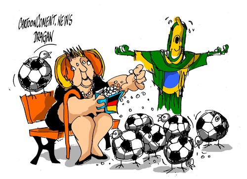Cartoon: Angela Merkel-propinada (medium) by Dragan tagged angela,merkel,alemania,brasil,copa,mundial,berlin,futbol,propinada,cartoon