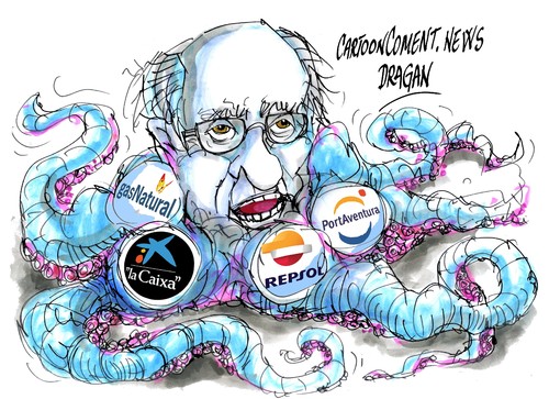 Cartoon: Antonio Brufau-pelea (medium) by Dragan tagged antonio,brufau,repsol,la,caixa,pont,aventura,gas,natural,business,cartoon