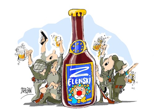 Cartoon: cerveza-Zelenski (medium) by Dragan tagged cerveza,zelenski,ukrania