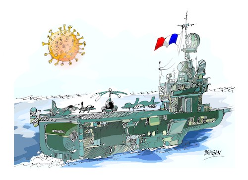 Cartoon: Charles de Gaulle-covid-19 (medium) by Dragan tagged charles,de,gaulle,covid,19,portaaviones,francia