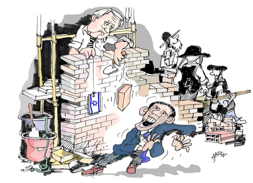 Cartoon: Cisjordania (medium) by Dragan tagged benjamin,netanyahu,barack,obama,israel,cisjordania,politics