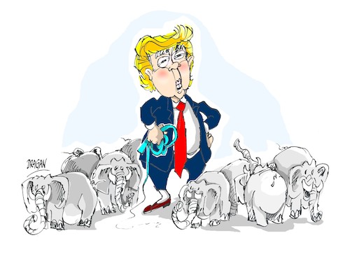 Cartoon: Donald Trump- republicanos (medium) by Dragan tagged donald,trump,eeuu,sad,gobernadores,republicanos