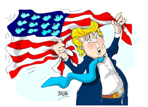 Cartoon: Donald Trump-America tweet (medium) by Dragan tagged donald,trump,america,tweet