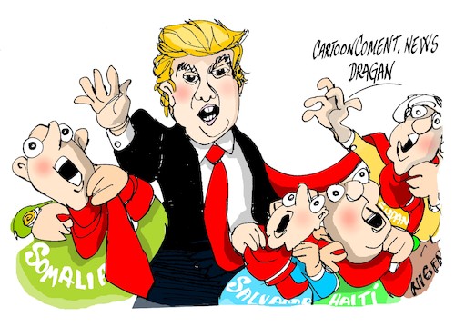 Cartoon: Donald Trump-paises de mierda (medium) by Dragan tagged donald,trump,eeuu